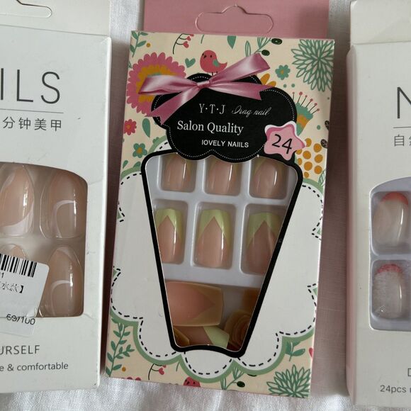 New Press on Assorted Nails Lot Square, Almond, Round - Picture 3 of 8